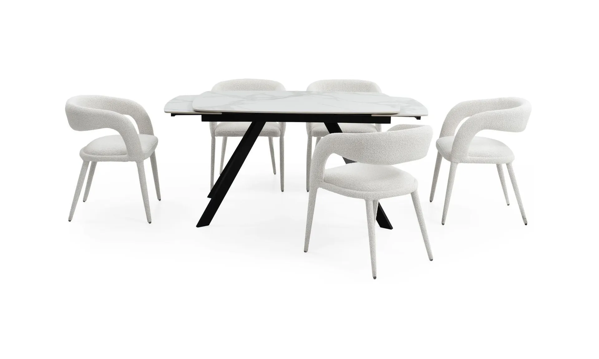 Comedor de Extensión Aston Sinterizado +6 Sillas Livana