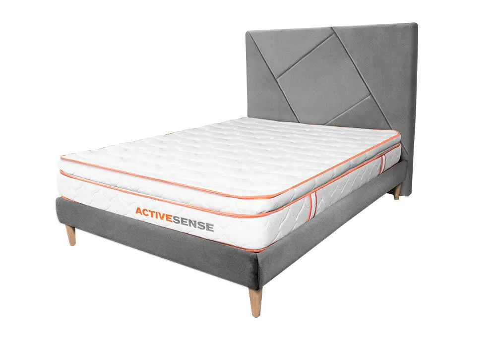 Combo Colchón Active Pantom + Cabecero + Base Cama Plomo