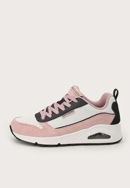 Tenis Lifestyle Blanco-Rosa-Negro Skechers Uno - 2 Much Fun