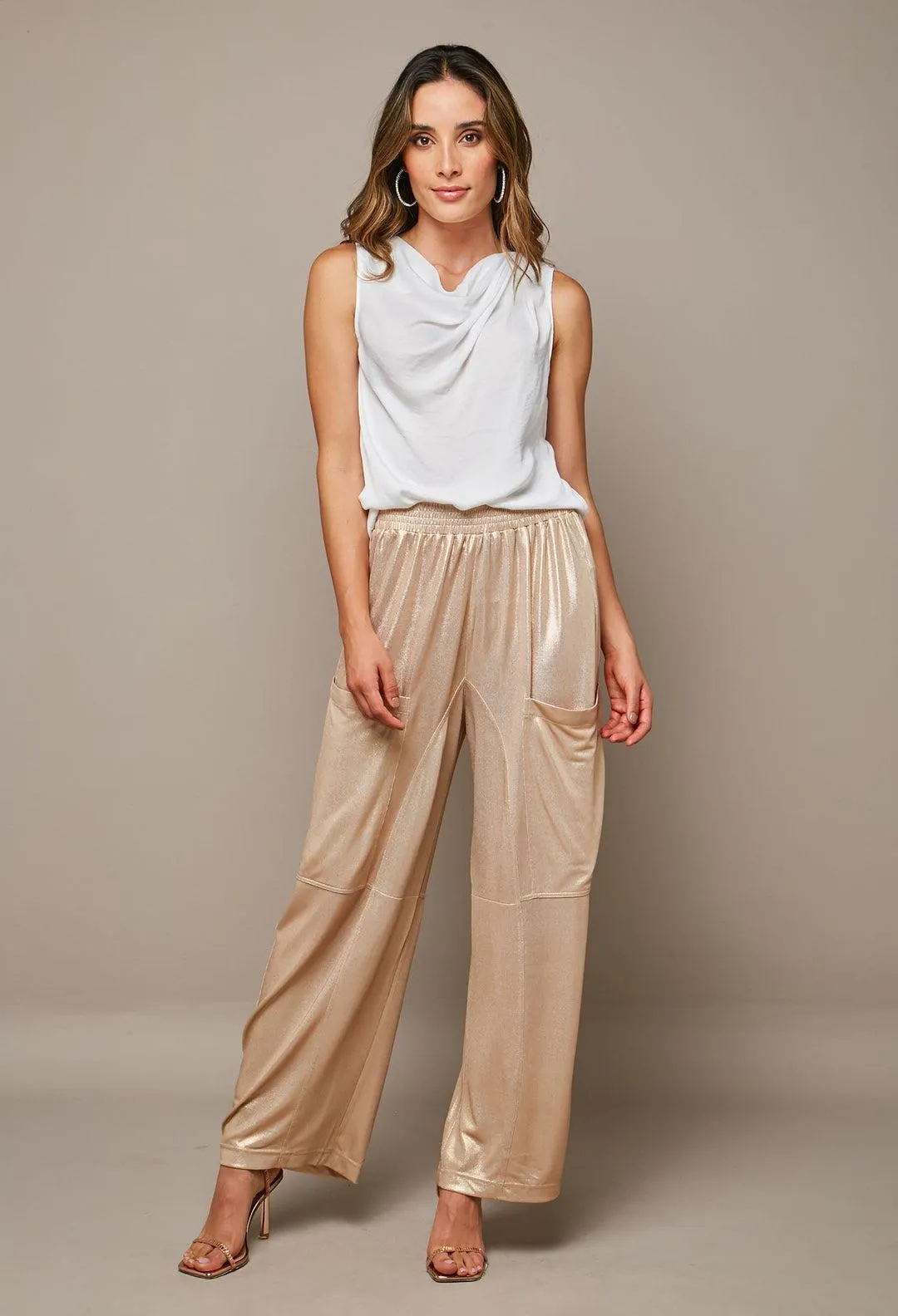 Pantalón Bota Amplia Metalizado Mujer - SALE