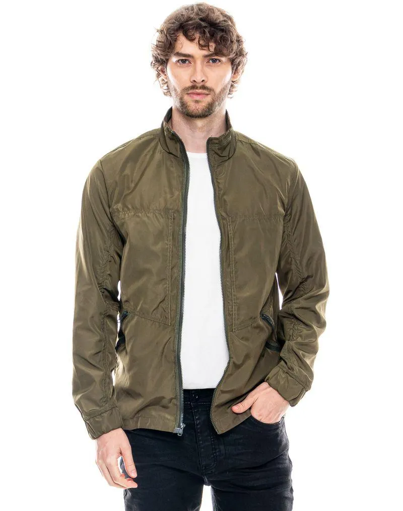 Chaqueta Rompevientos Unicolor Con Bolsillo Delantero