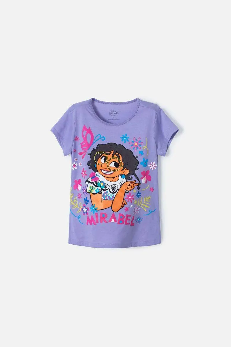 Camiseta de niña,manga corta lila de Encanto Disney