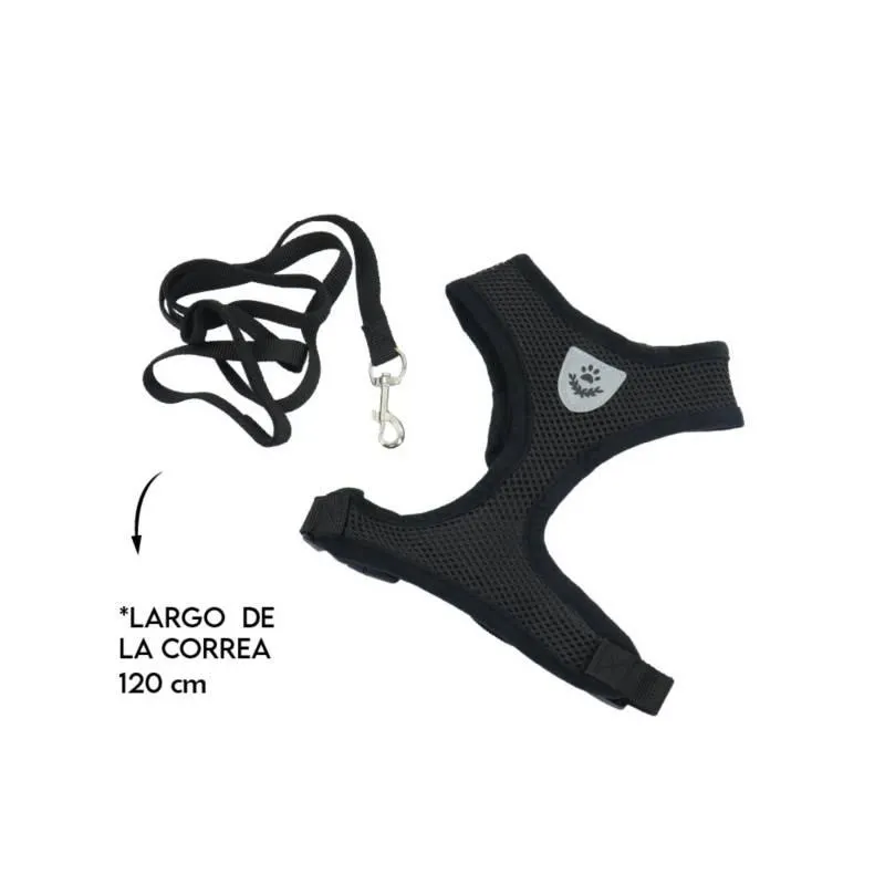 Pechera Chaleco + Correa Mascota Perro negro TALLA S
