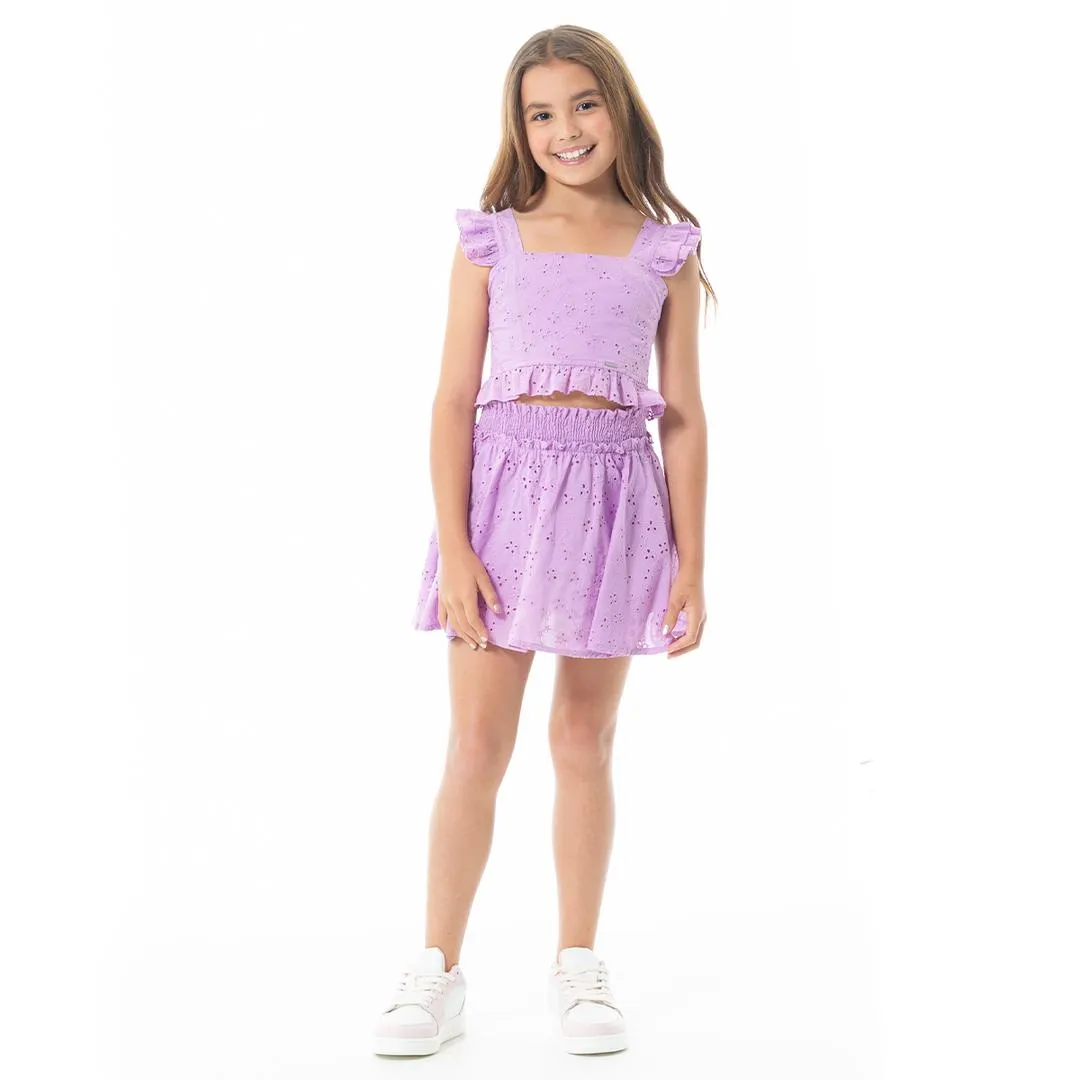 PURPLE EYELET SKORT SET