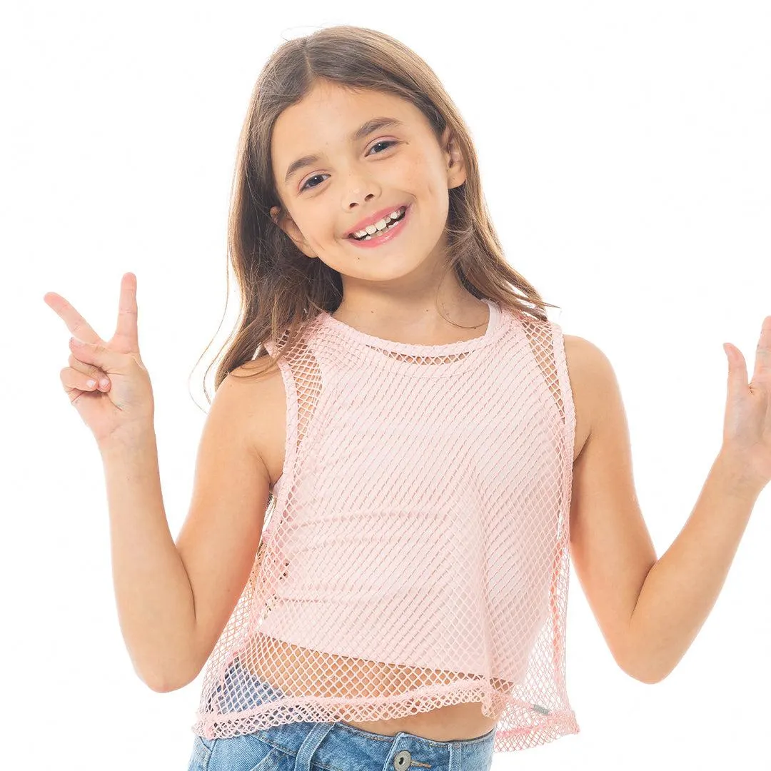 PINK MESH CROP TOP FOR GIRLS
