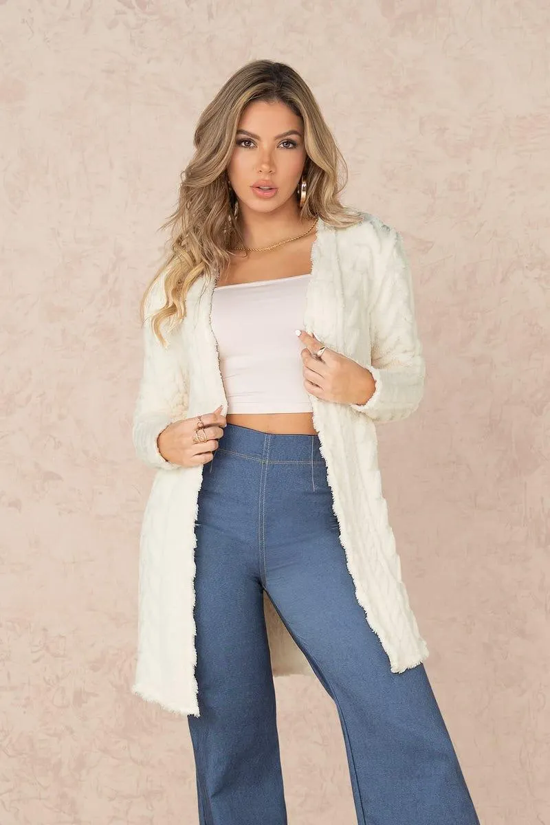 CARDIGAN MANGA LARGA Marfil