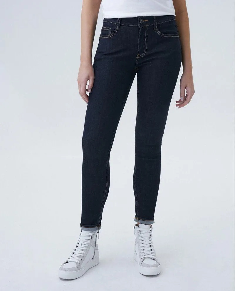 Jean de Mujer High Rise, Cosmo, Bota Skinny - Azul Ultra Oscuro Raw Denim