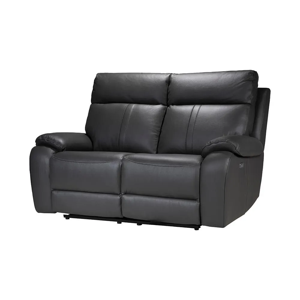 Sofá Tamis 2 Puestos Reclinable/Eléctrico Cuero+Pvc Gris Oscuro