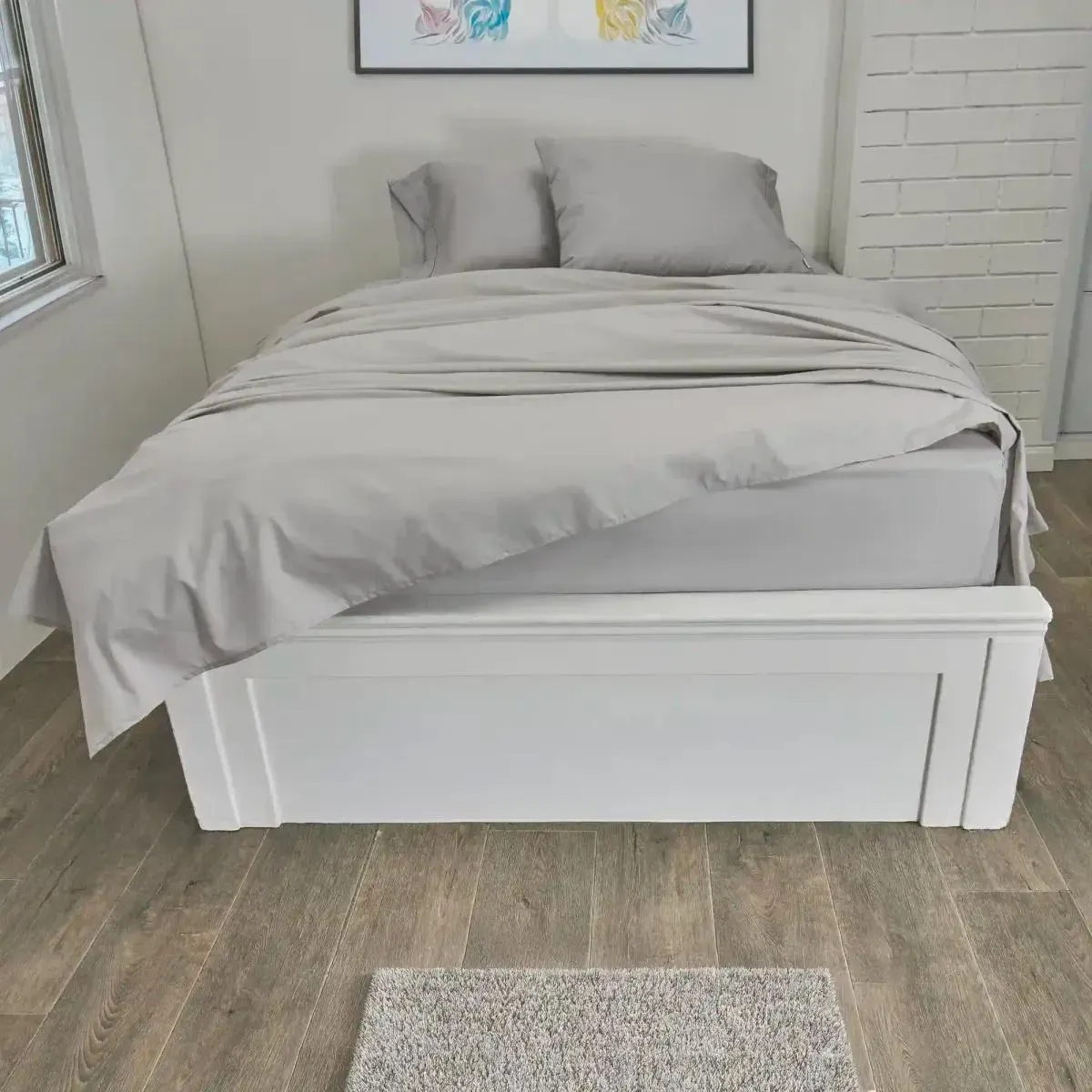 Juego de sábanas 144 hilos con embone gris nieve