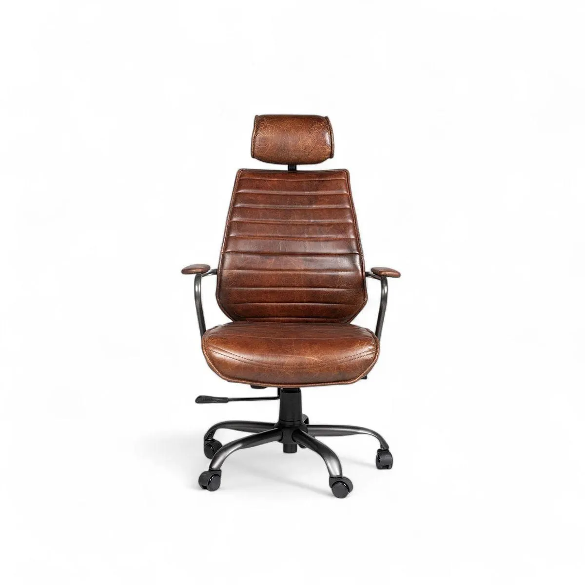 Silla cuero escritorio miel 114x65x67