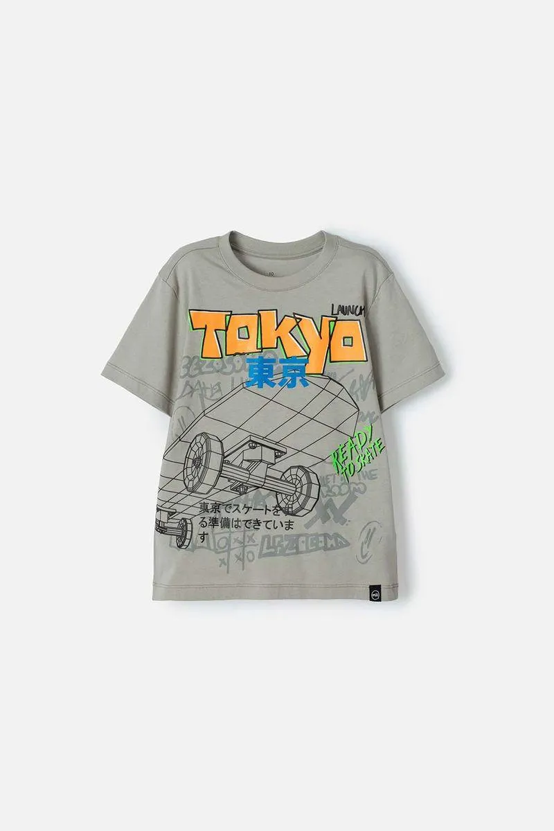 Camiseta Mic verde estampada para niño