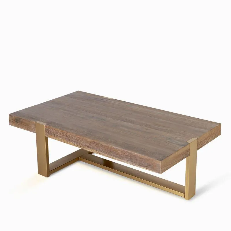 Mesa centro marco dorado 42x140x80cm