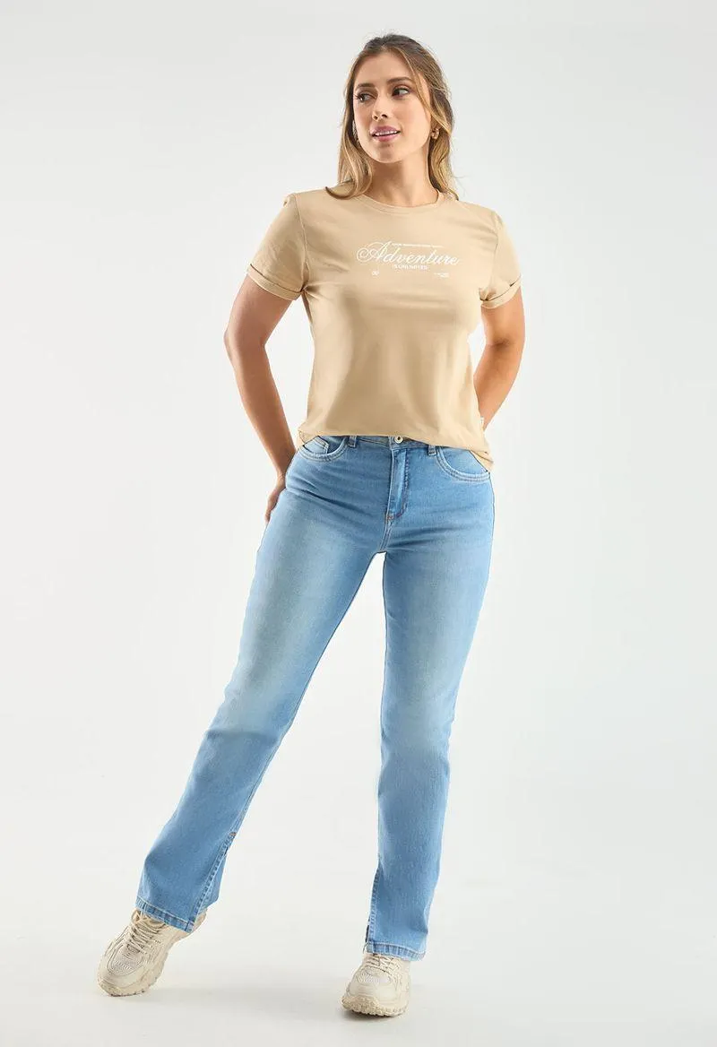 Jean vaquero tiro alto bota recta