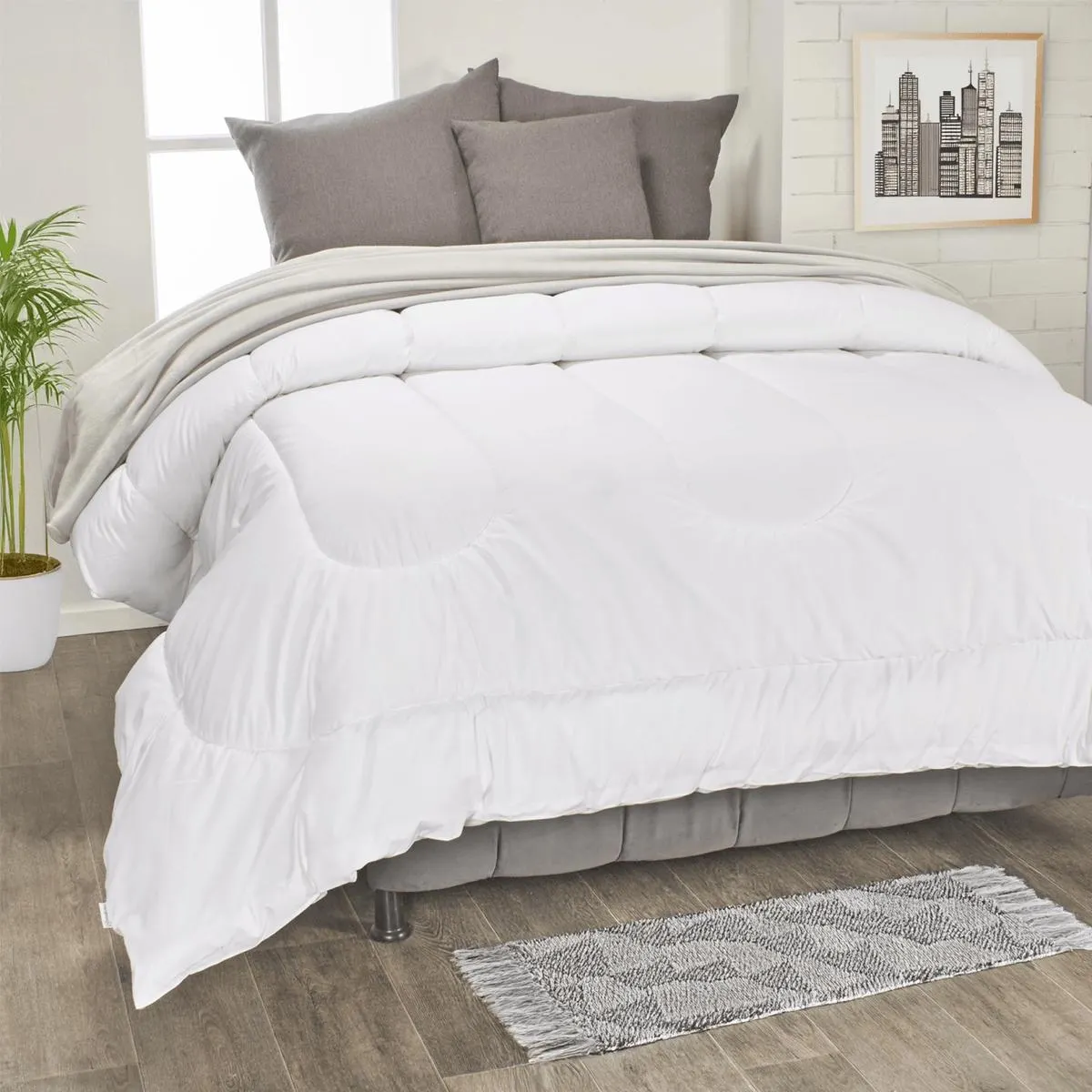 Plumón en tela 400 hilos algodón blanco