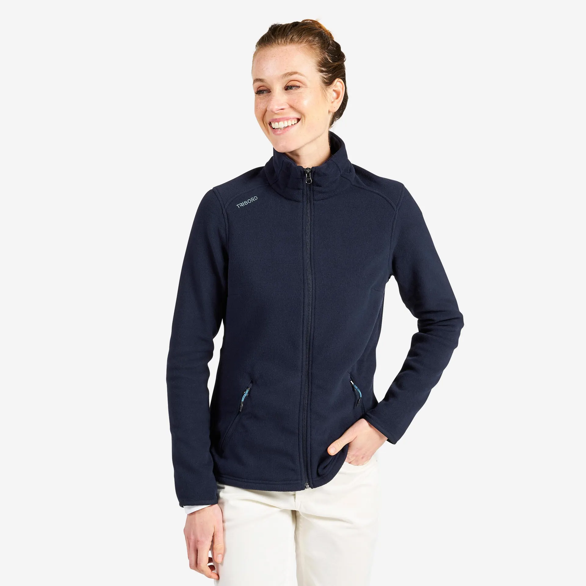 Chaqueta polar ecodiseñada para mujer Tribord Sailing 100 M azul oscuro