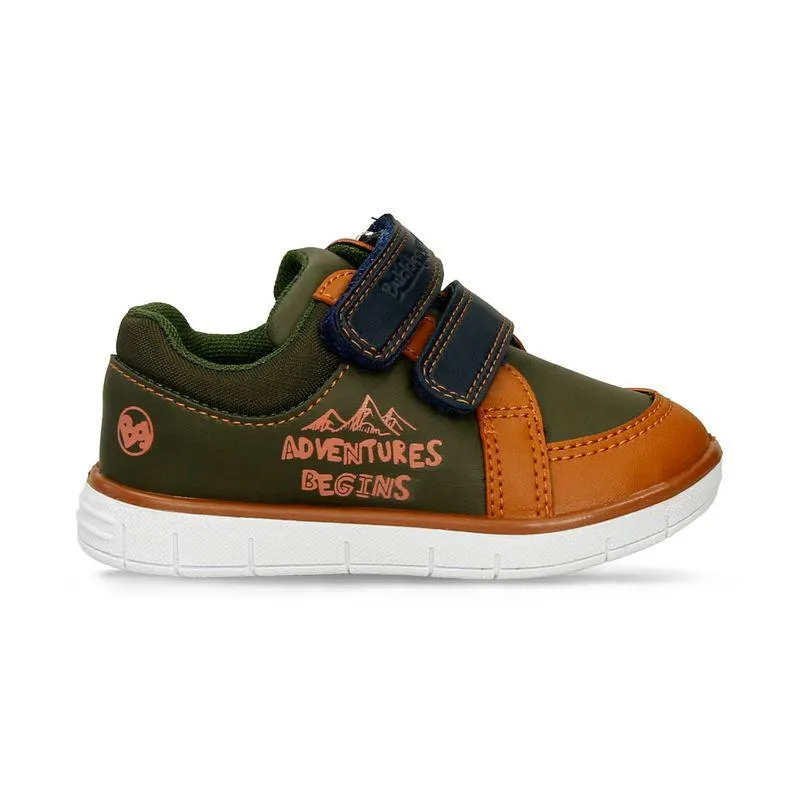 Tenis Casuales Verde Militar-Camel Bubblegummers Plomo Niño