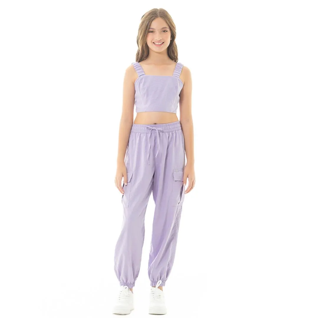 CROP TOP AND CARGO PANTS SET FOR GIRLS
