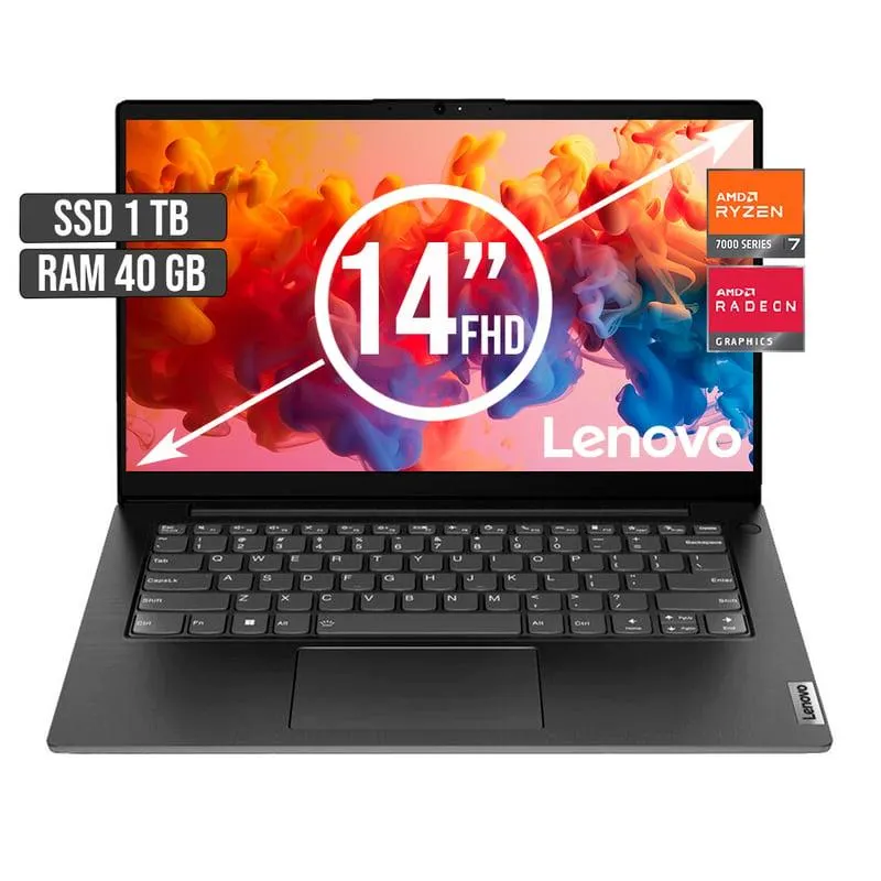 PORTATIL LENOVO AMD RYZEN 7-7730U SSD 1TB RAM 40GB LED 14 FULL HD