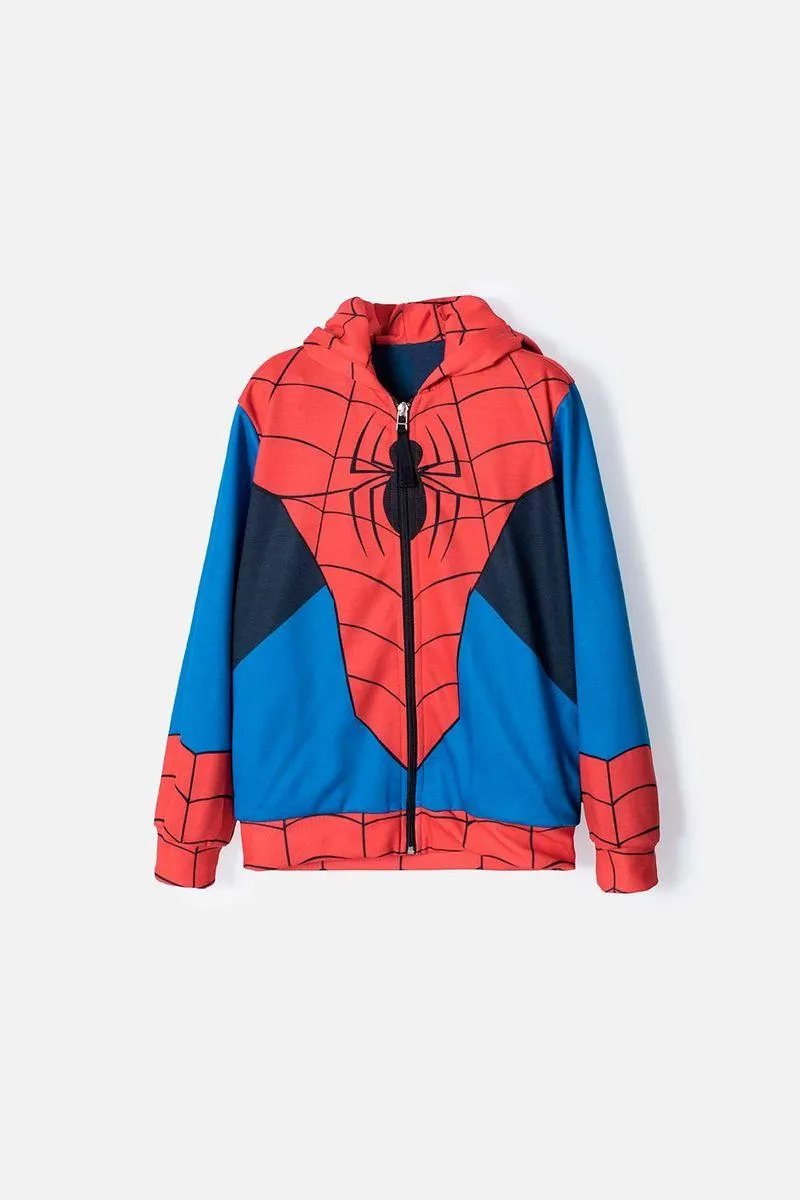 Buzo de Spiderman abierto rojo y azul para niño