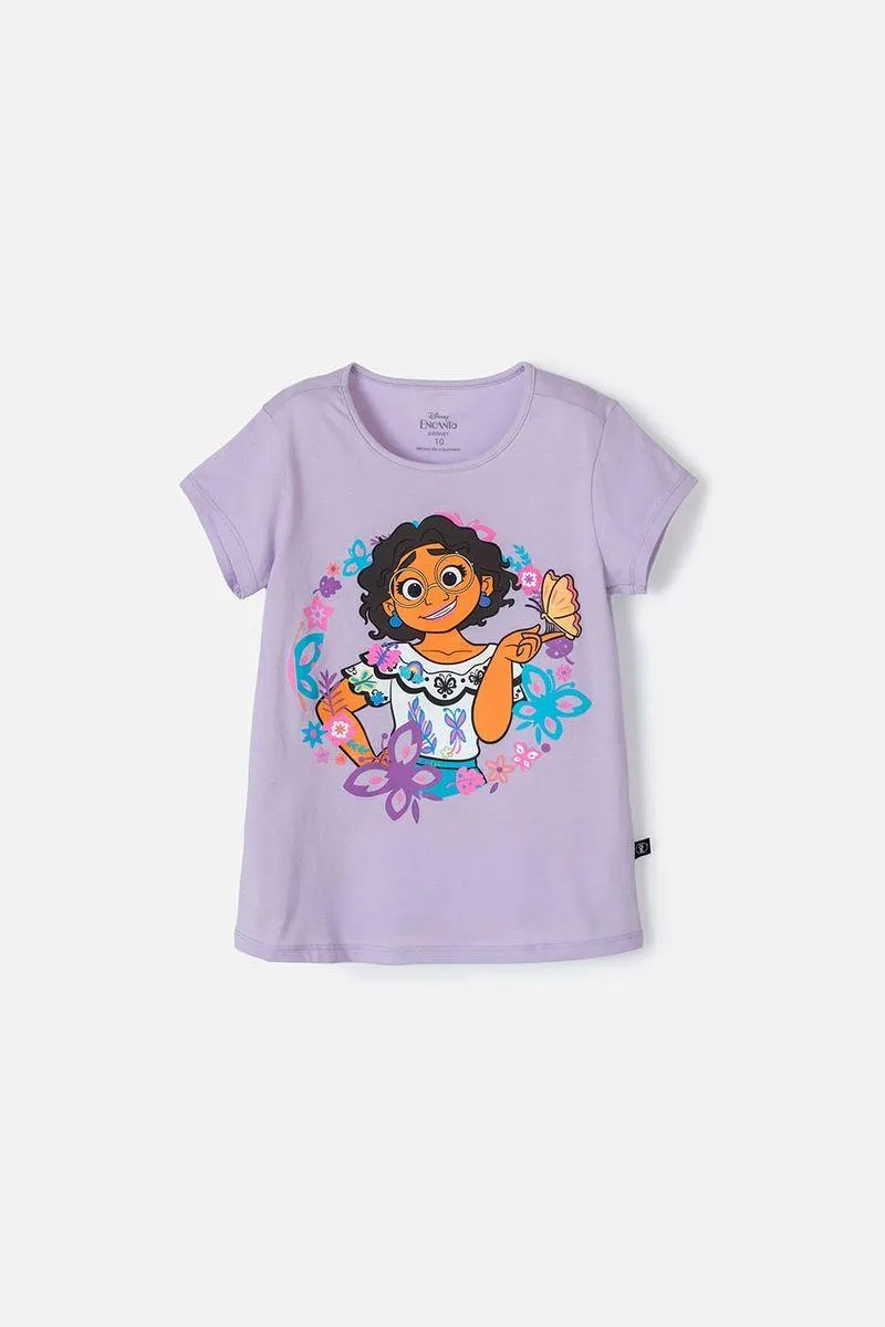 Camiseta de niña, manga corta morada de Encanto Disney