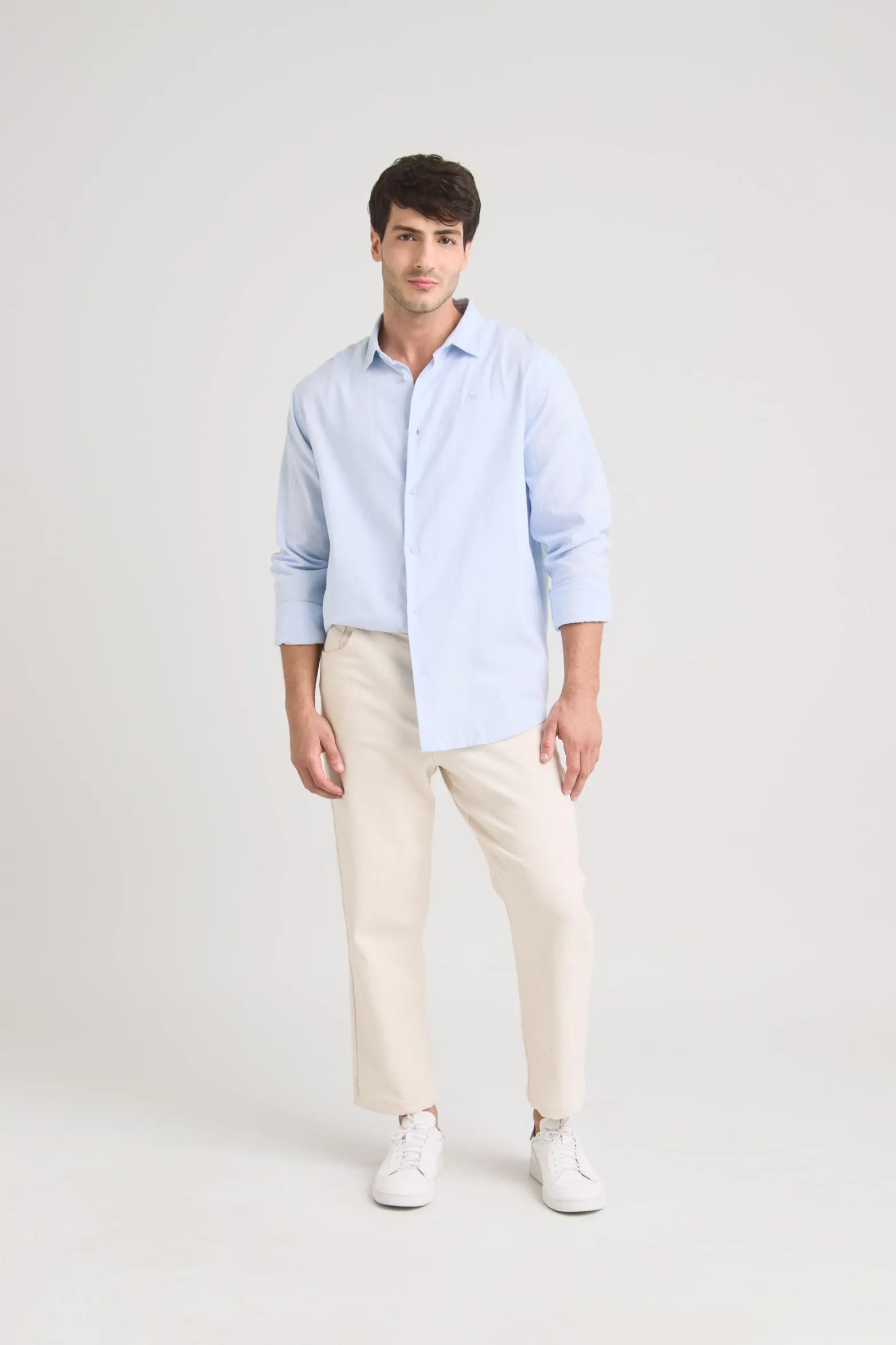 Camisa oxford manga larga calagua para hombre semifitted