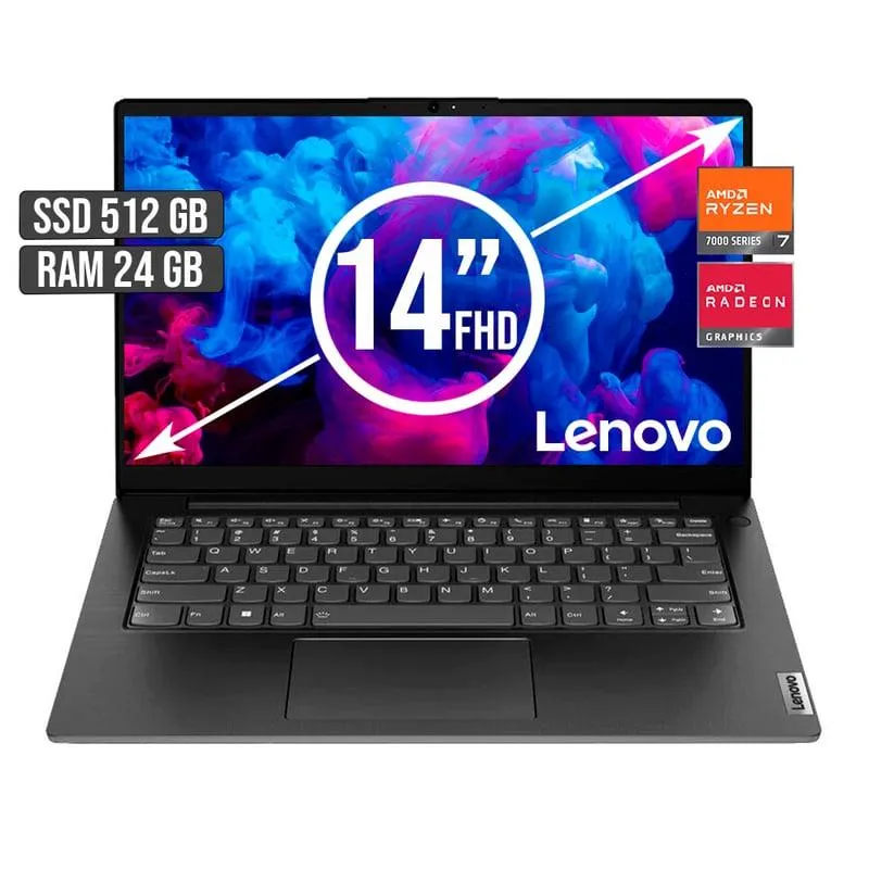 PORTATIL LENOVO AMD RYZEN 7-7730U SSD 512GB RAM 24GB LED 14 FULL HD