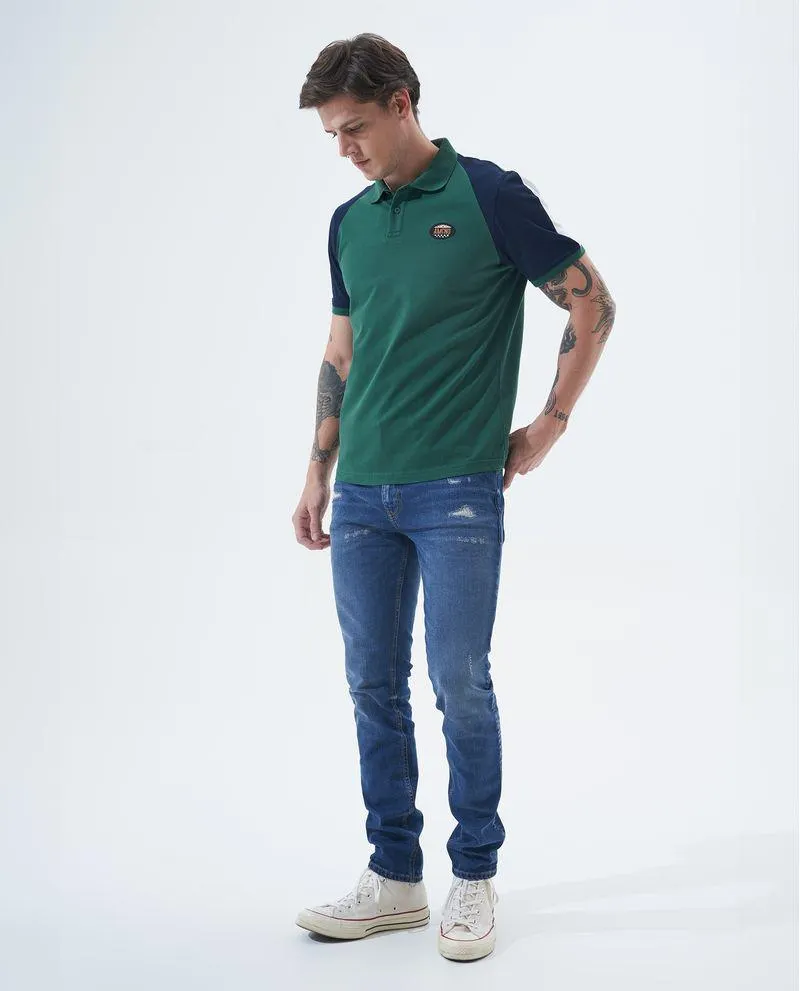 Polo manga ranglan para hombre