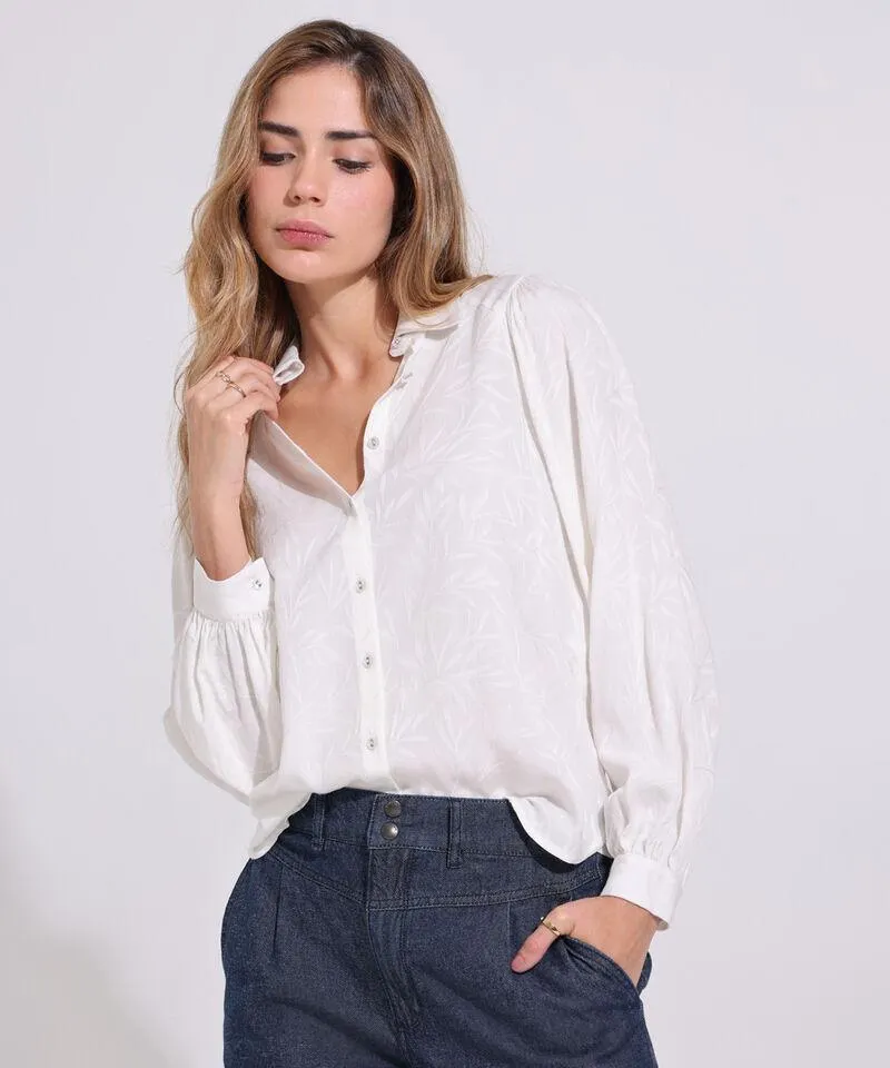 Camisa Manga Larga Con Fruncido En Cabeza De Manga