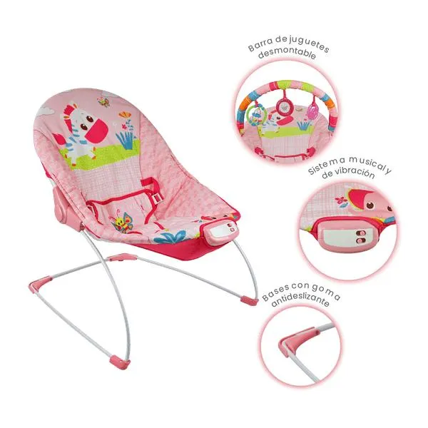 Silla Mecedora para Bebé Bouncer de Actividades Rosado Safari - Priori