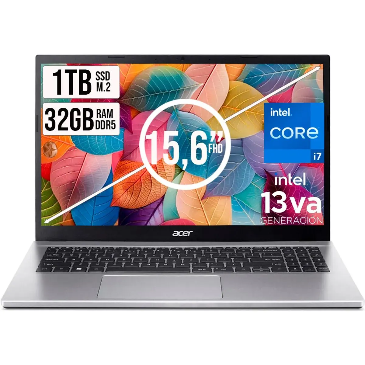 PORTATIL ACER ASPIRE INTEL CORE I7-13620H SSD 1TB RAM 32GB DDR5 15,6 IPS FHD