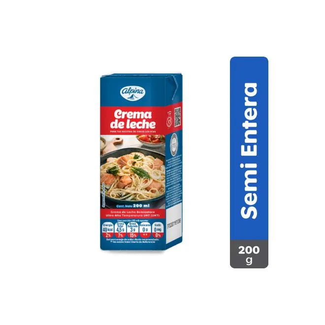 Crema de leche Alpina Caja 200 ml