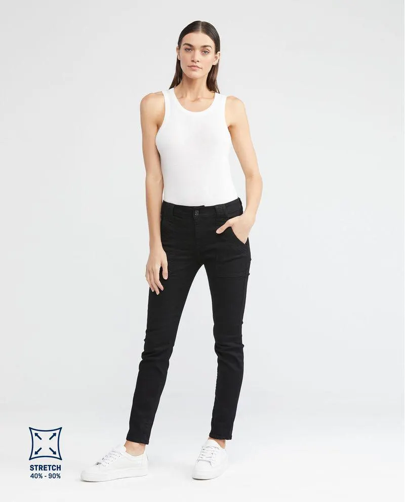 Jean de Mujer High Rise, Cosmo, Bota Skinny - Gris Oscuro