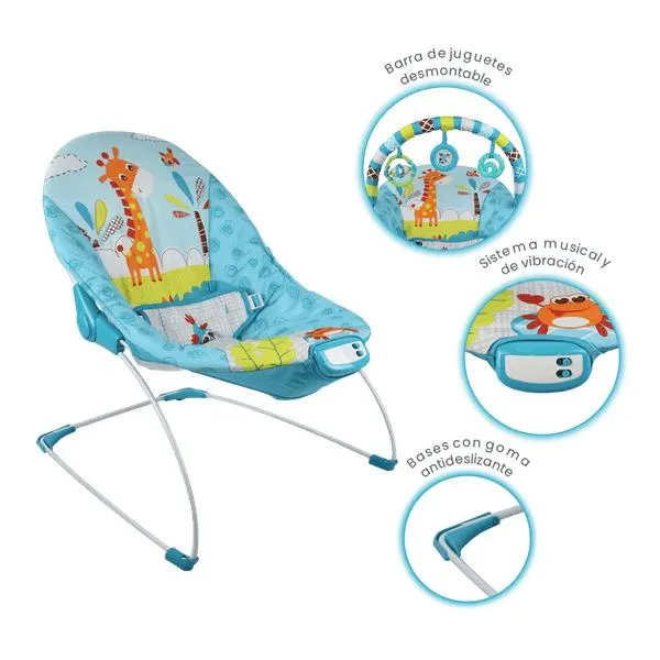 Silla Mecedora para Bebé Bouncer de Actividades Azul Jirafa - Priori