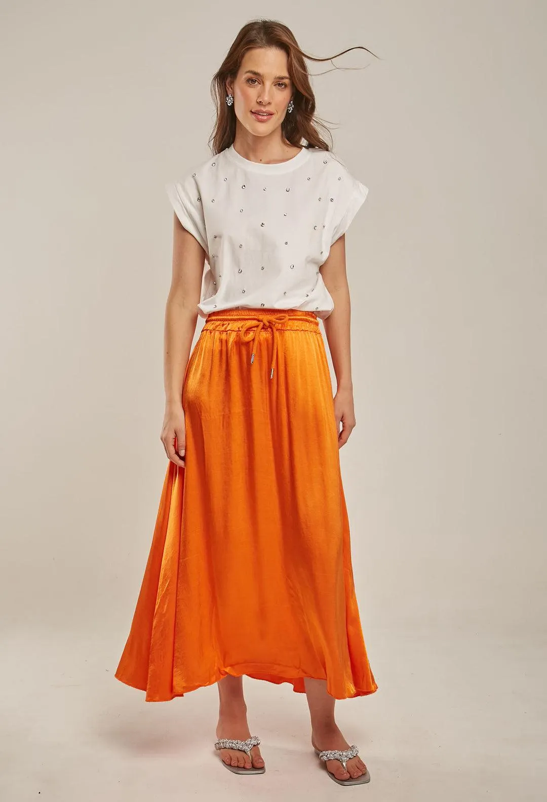 Falda Larga Satinada Mujer- SALE