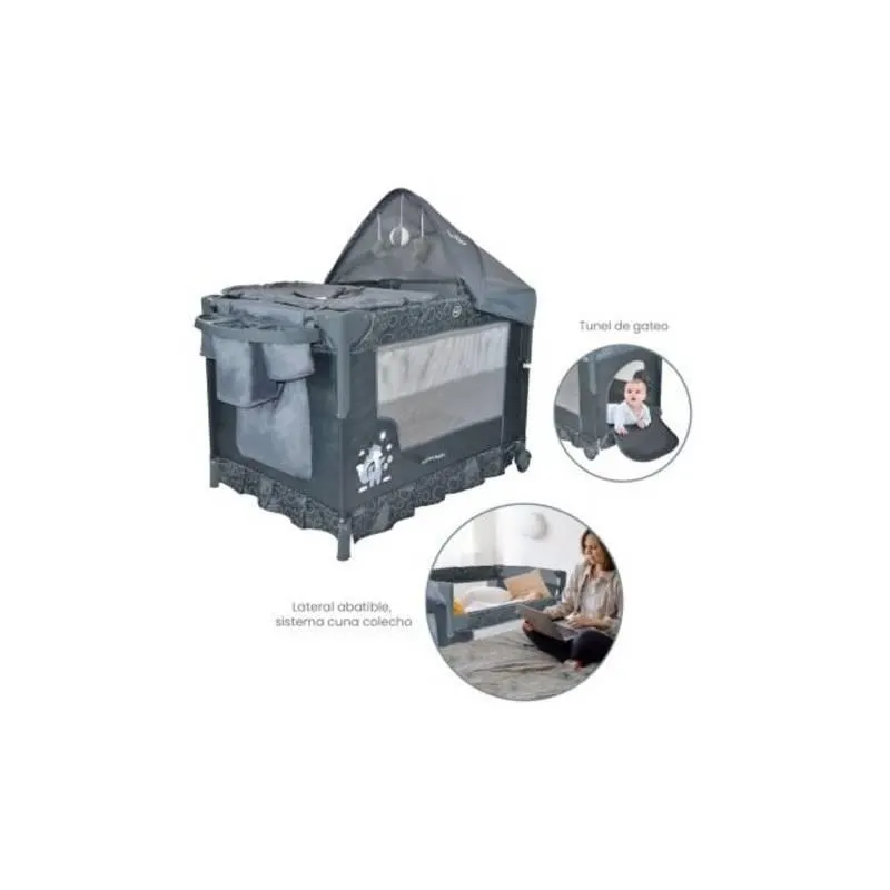 Corral Cuna Colecho Bebé Happy Baby Silver Gris