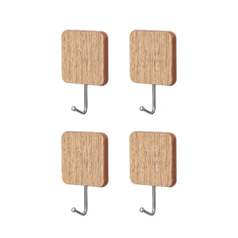 Ganchos Con Patron De Madera, Square Immitation, 4 Pzas