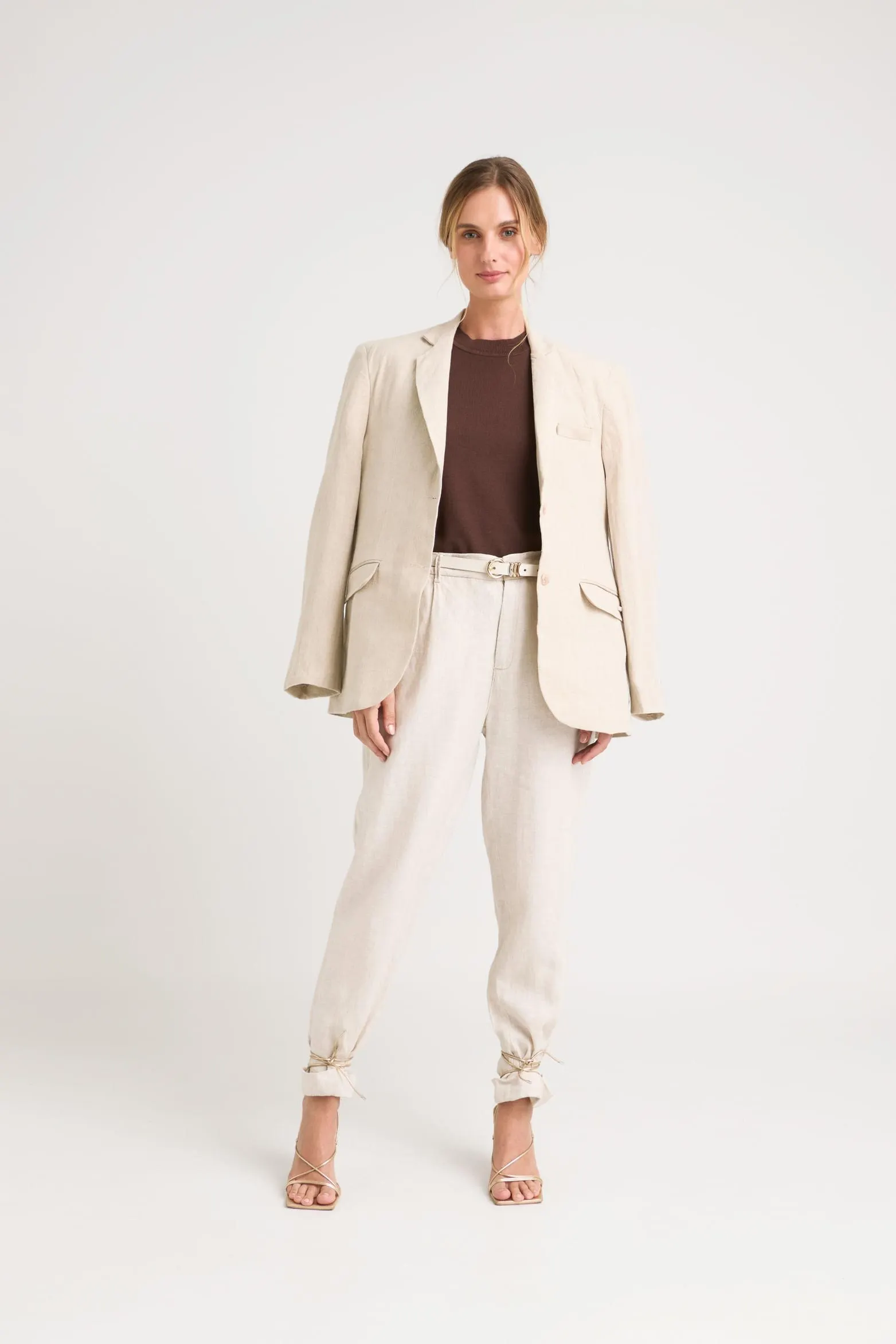 Blazer aurora en lino para mujer fit holgado