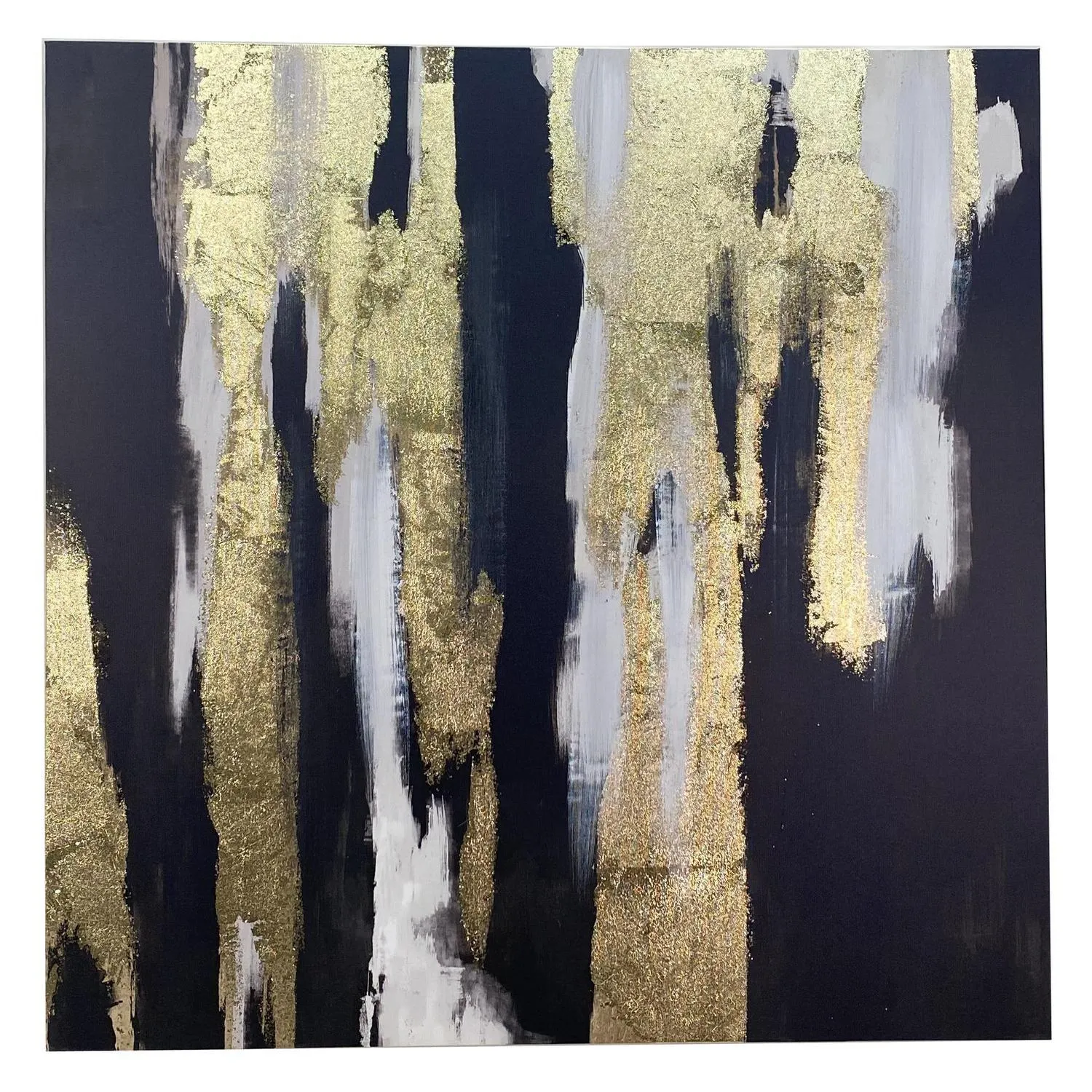 Cuadro 80X80X3.7Cm Oro, Negro Abstract