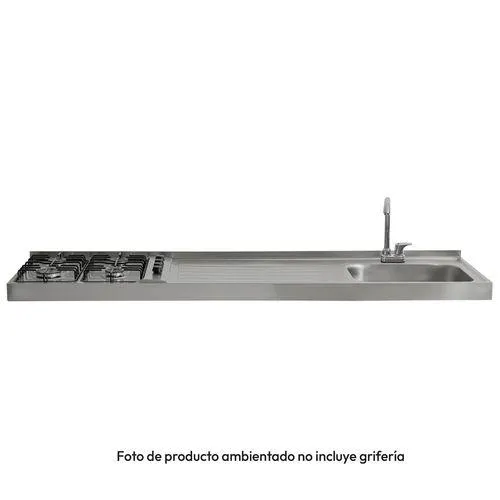 Mesón en acero inoxidable Challenger lavaplatos derecho de 180 cm - MD 1185 EI C