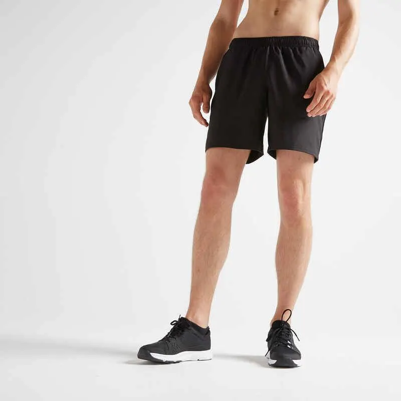Pantaloneta Fitness Hombre Transpirable Básico Negro