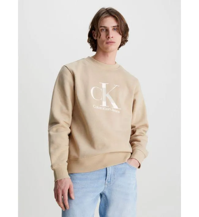 Buzo Con Monograma Hombre Beige Calvin Klein