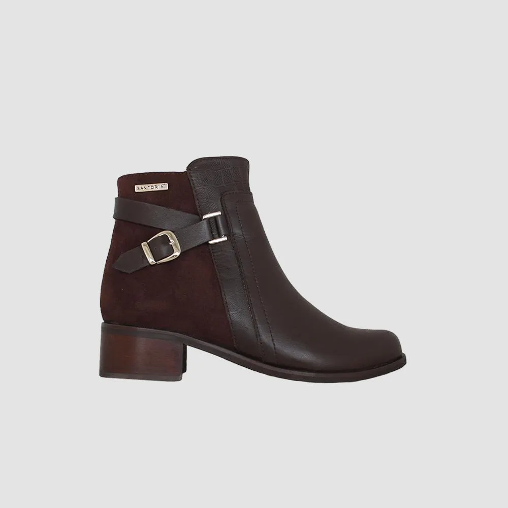 BOTINES PARA MUJER PERETEA CUERO CAFE