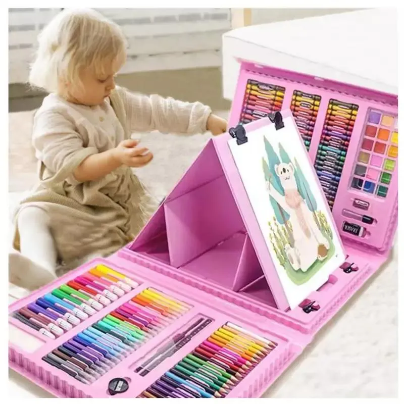 Set Kit Arte Niños Maleta Crayon Acuarela Plumon 208 Piezas