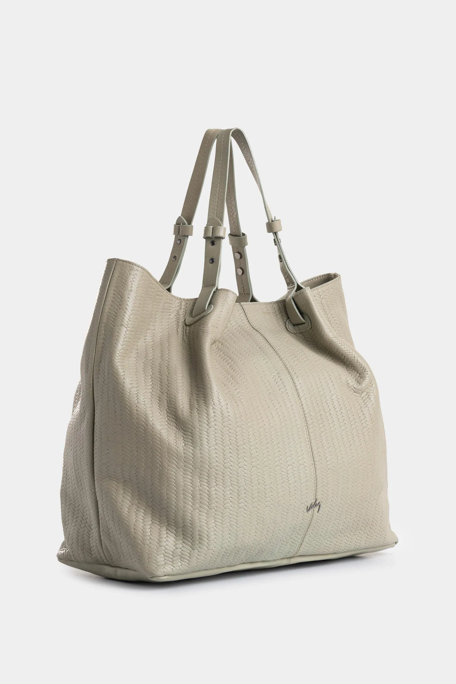 Shopping tachete de cuero grabado para mujer doble manija