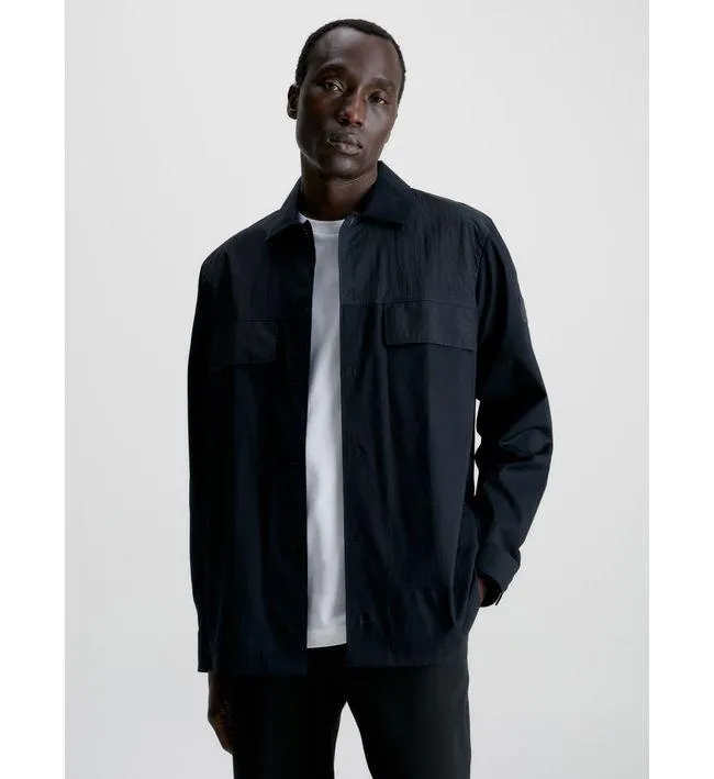 Camisa Manga Larga Con Corte Recto Y Logo Negro Ca