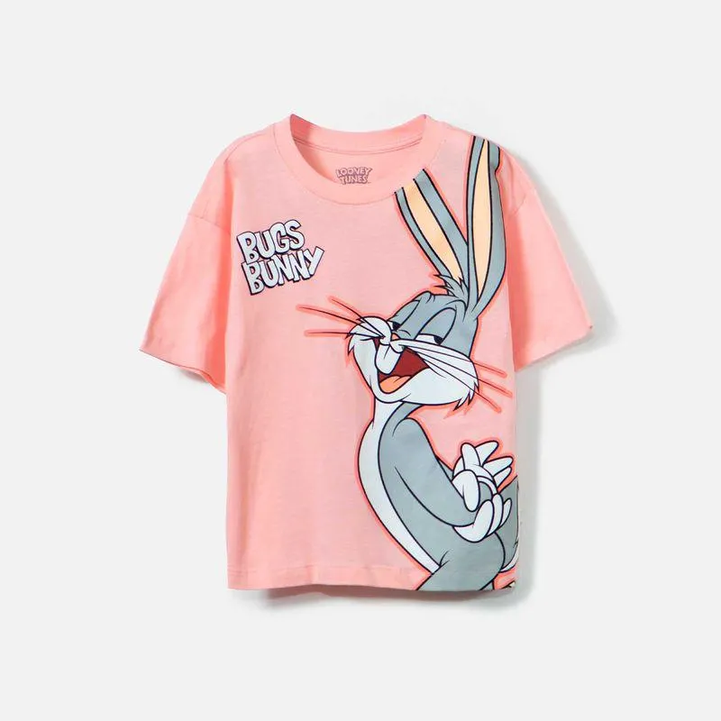 Camiseta de Bugs Bunny manga corta mandarina para niña