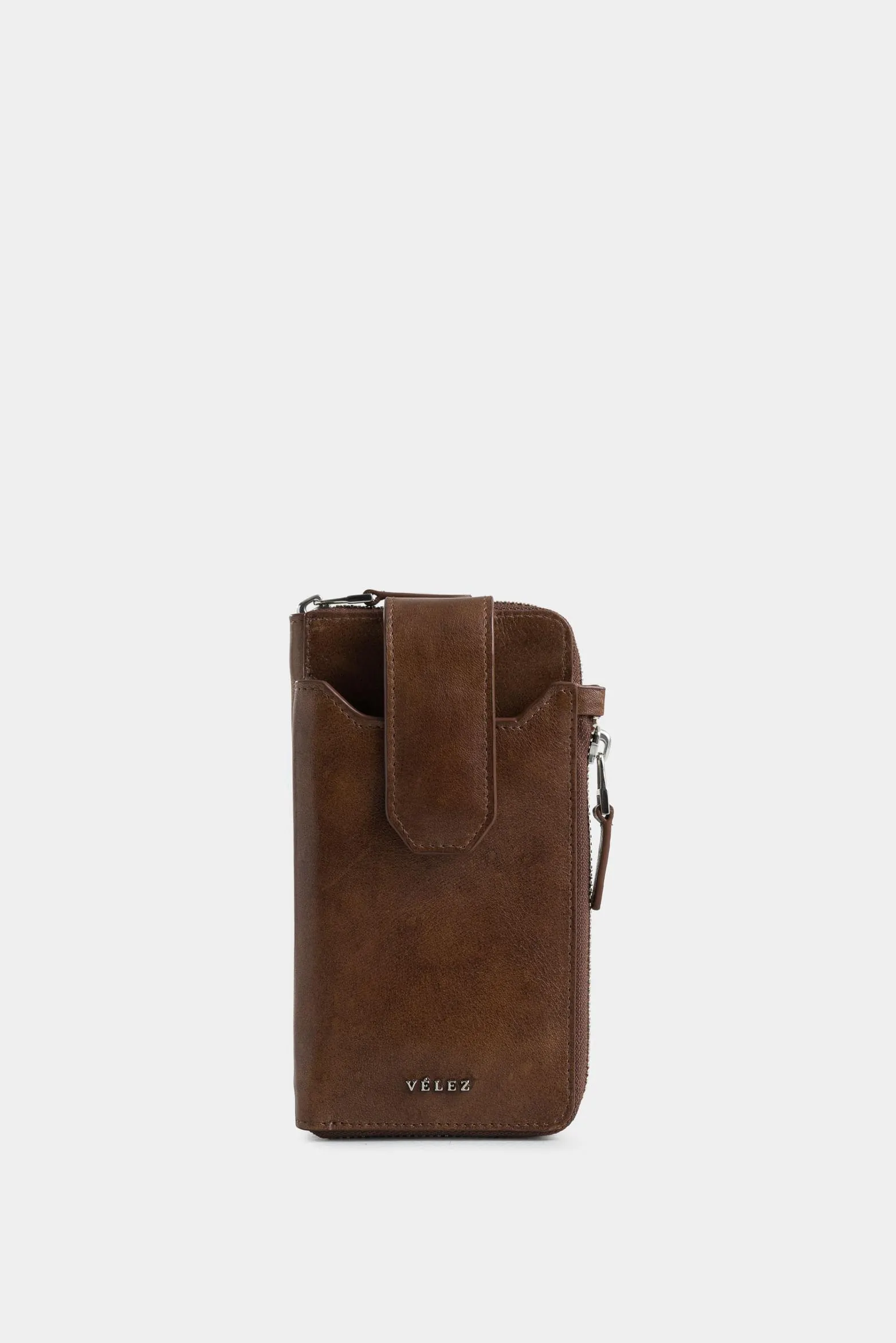 Billetera halo de cuero para hombre porta celular