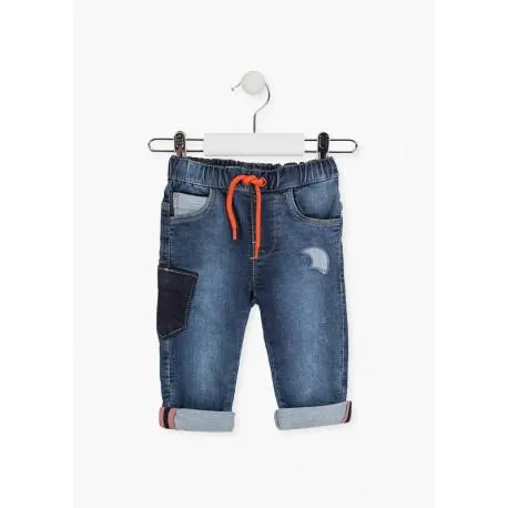 PANTALÓN EN FELPA EFECTO DENIM NIÑO BABY LOSAN REF 017-6027AL