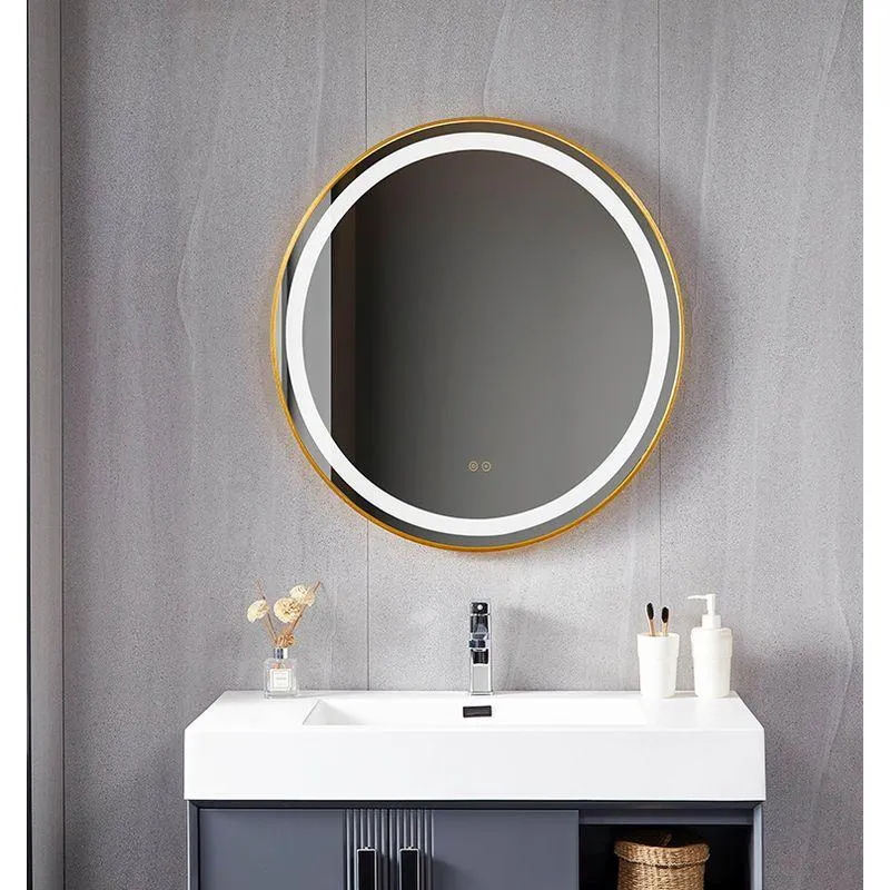Espejo Urban Redondo Dorado 80 Cm Led
