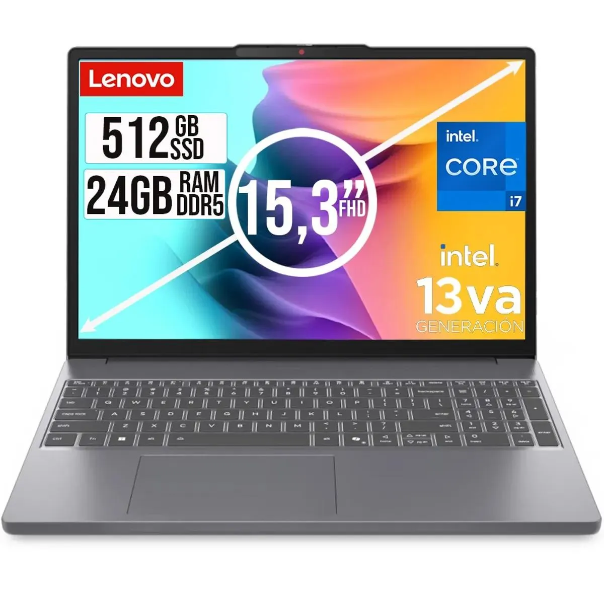 PORTATIL LENOVO SLIM INTEL CORE I7 13620H SSD 512GB RAM 24GB DDR5 15,3 WUXGA